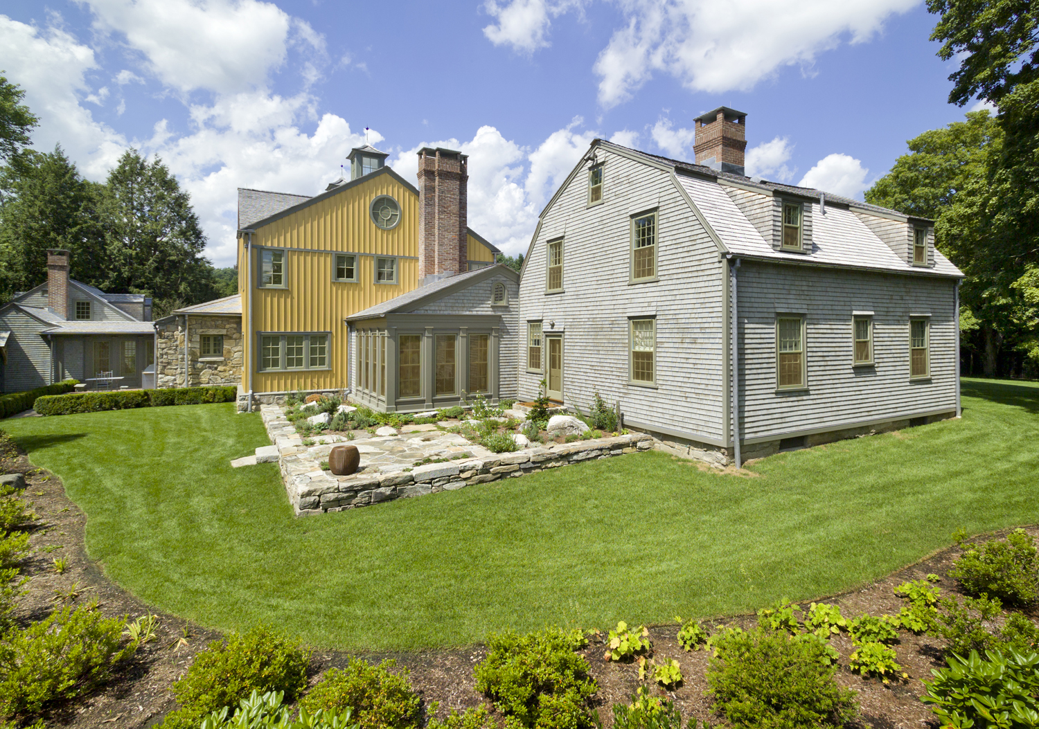 Redding, CT farmhouse renovation - gardens and slate