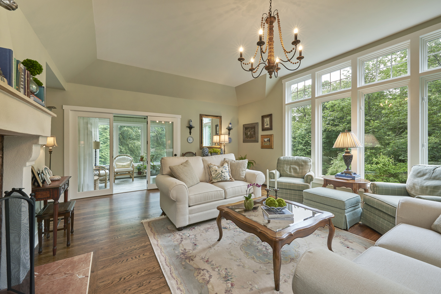 Living Room with Tray Ceiling, Redding, CT