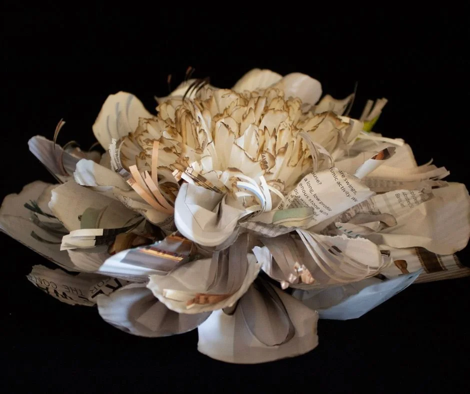 white peony original paper art by marilyn mcrae