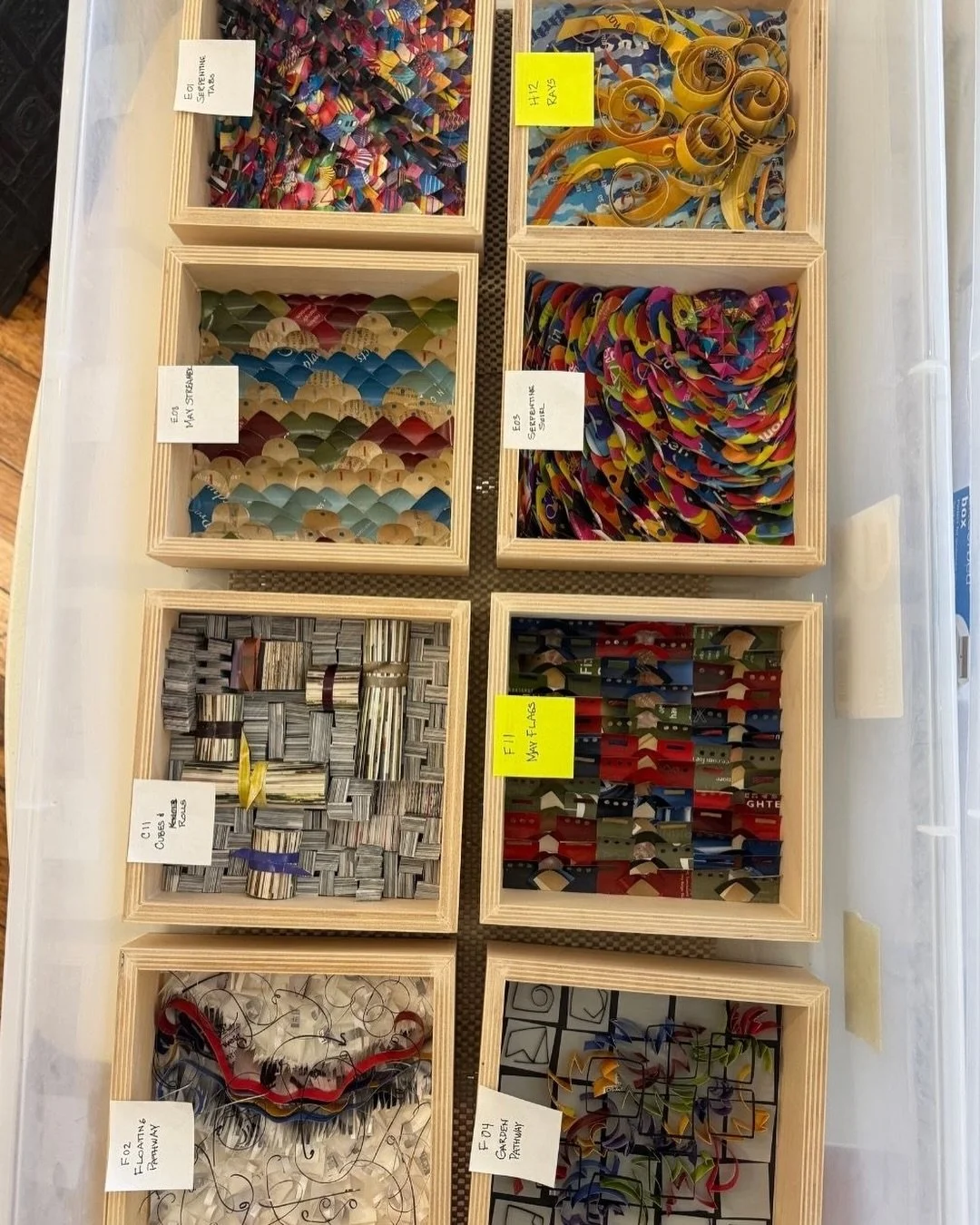 Just landed in the studio!  If you are looking for original art, next weekend, during the SBSA Open Studios Tour, I will be presenting 23, 8x8&rdquo; original paper artworks, that I have never included in a show or the studio.  I have recently decide
