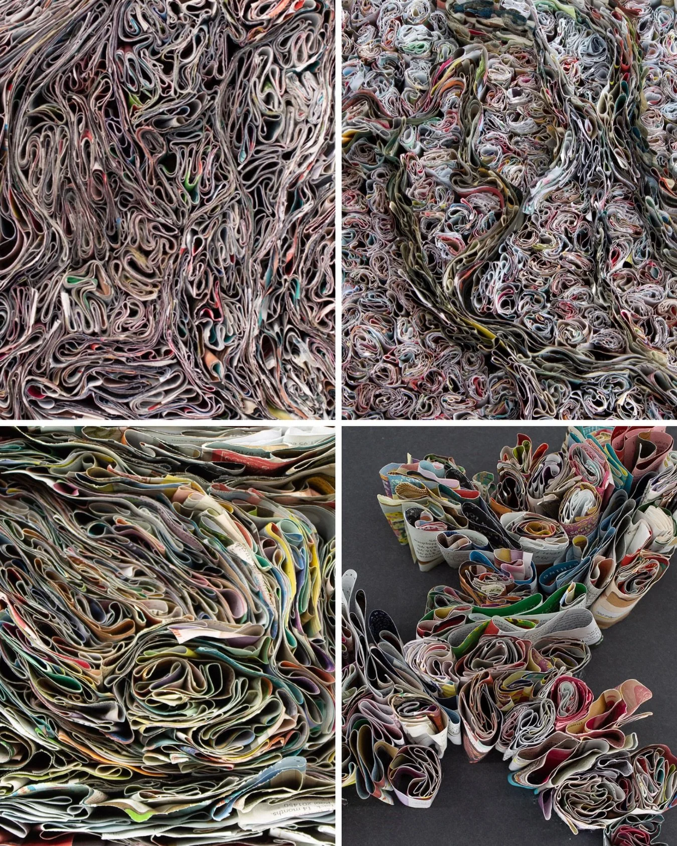 Organic Study 1,2,3 and 4, from the Featured Artworks: Organically Inspired - embracing fluidity, movement, and the unpredictable nature of the material.

#paperart #instudio #organicallyinspired #marilynmcraepaperartist #recycledmagazines