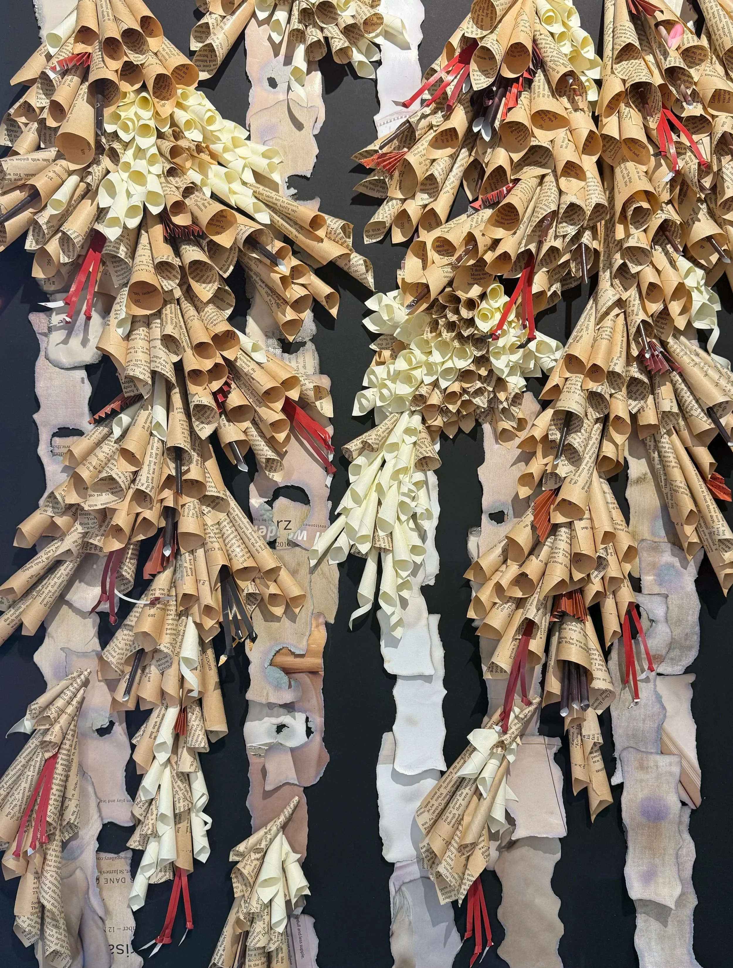 rolled and burned recycled paper art created by marilyn mcrae representing a woodlands
