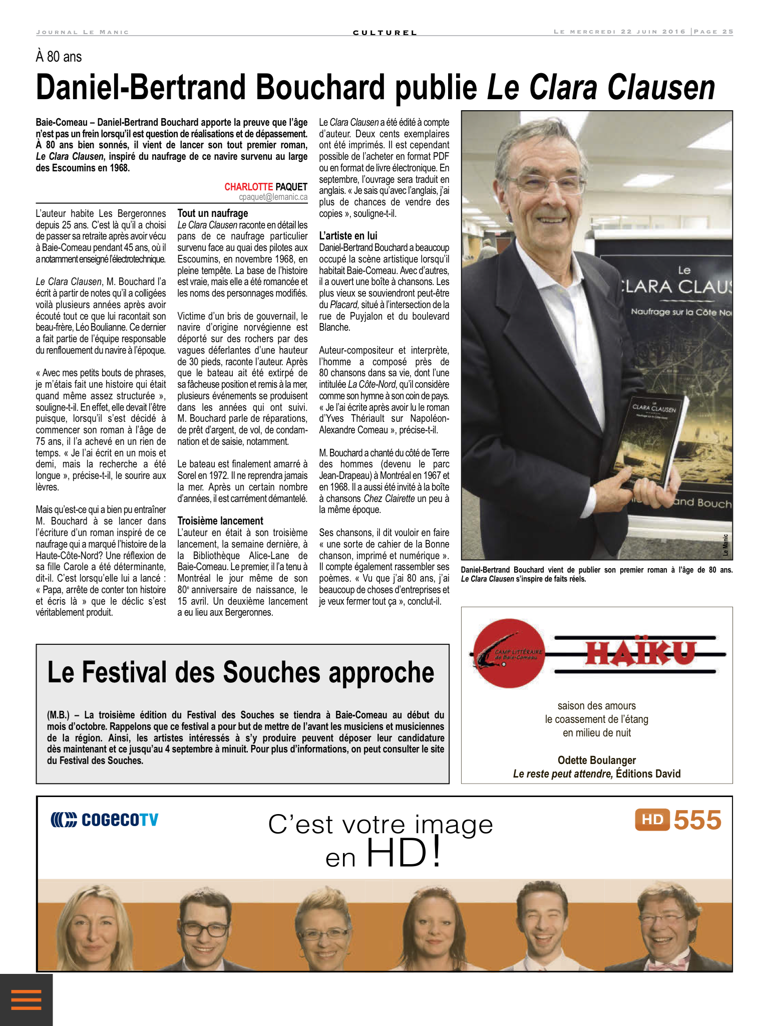 Journal Le Manic, Mercredi 22 Juin, 2016 Page 25