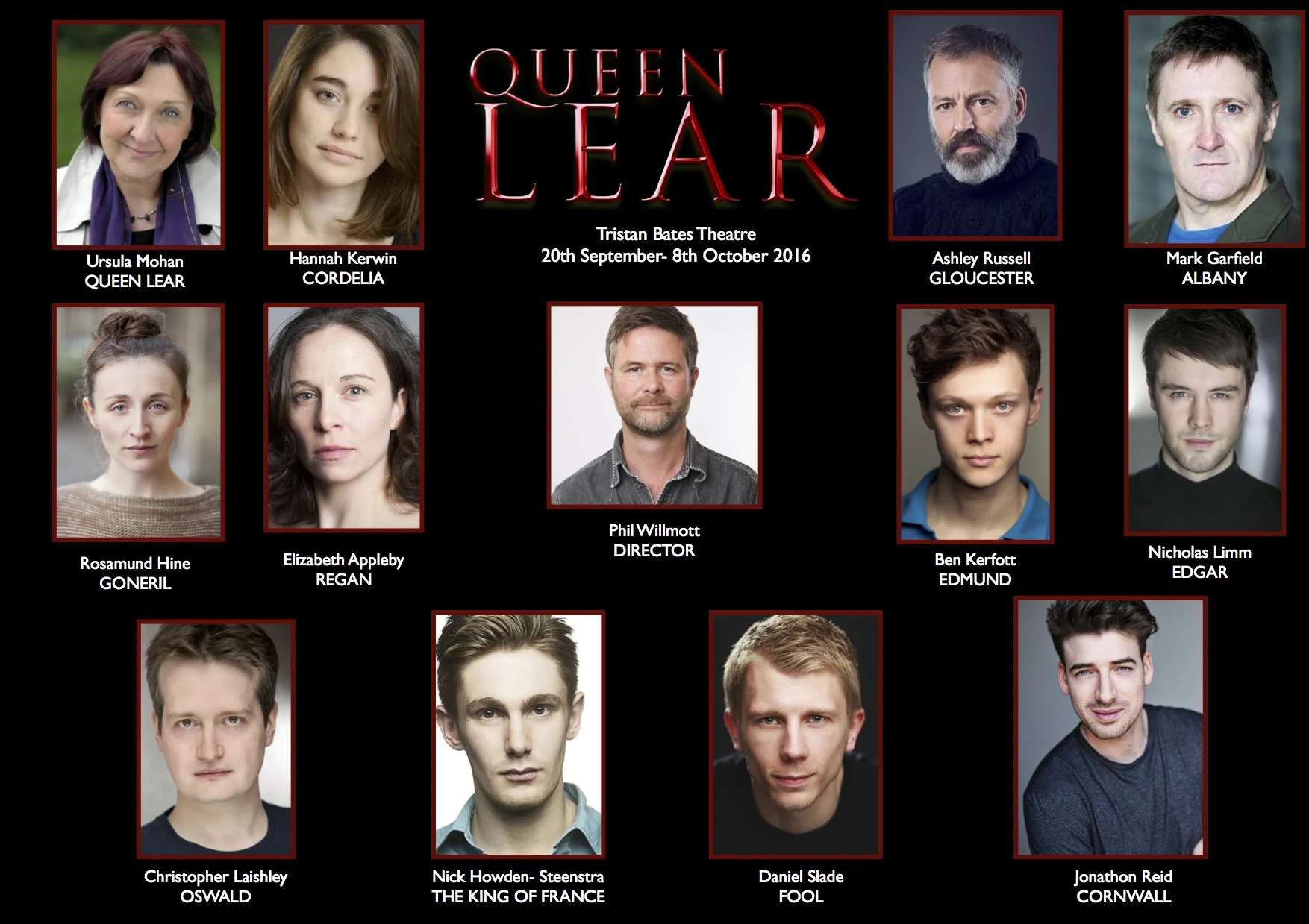 Phil Willmott's production of 'Queen Lear' at The Tristan Bates Theatre London 2016