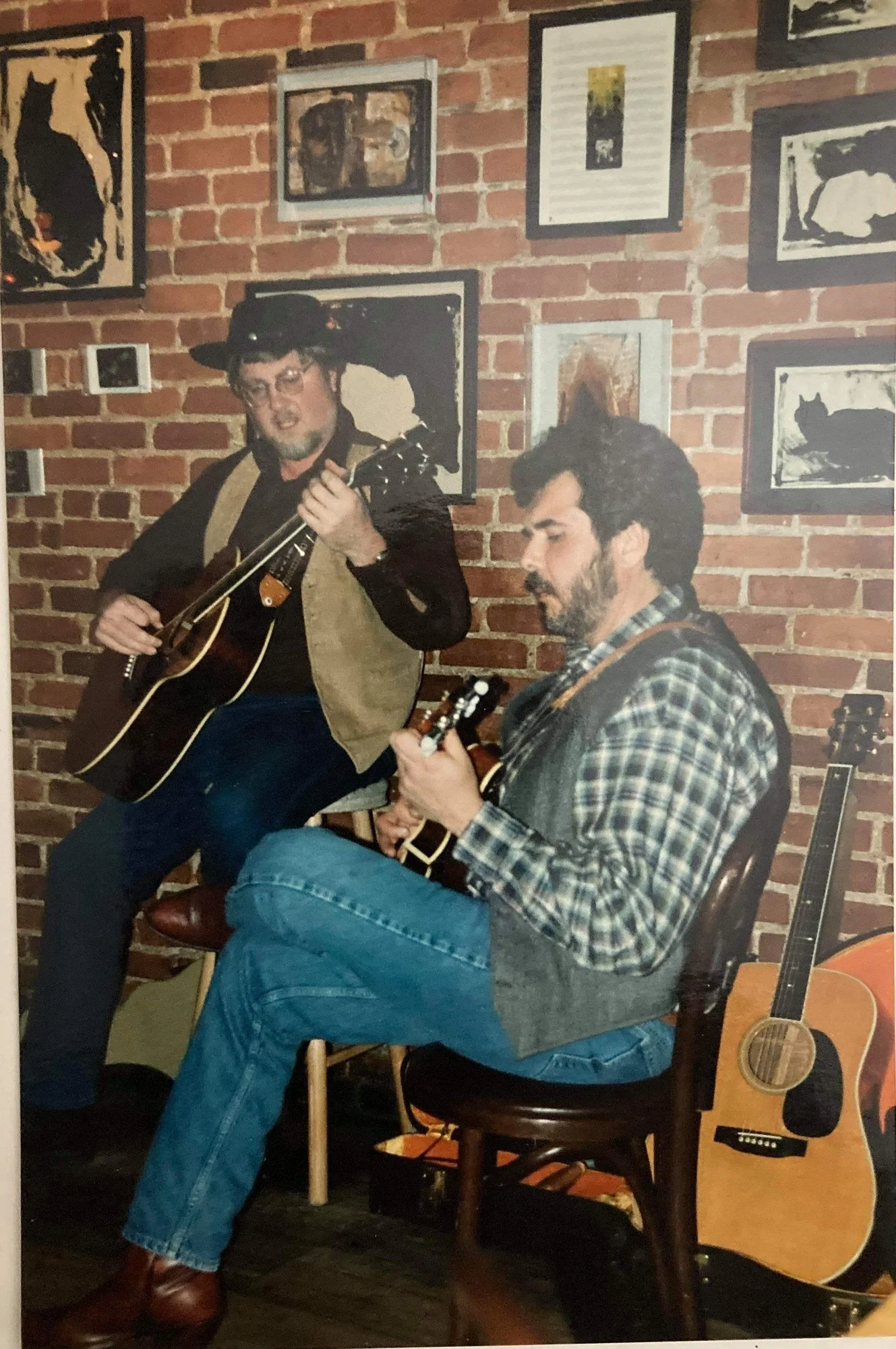 Charlie Archer and Doc Zig playing music together at The Press Room in Portsmouth, NH, 1990s