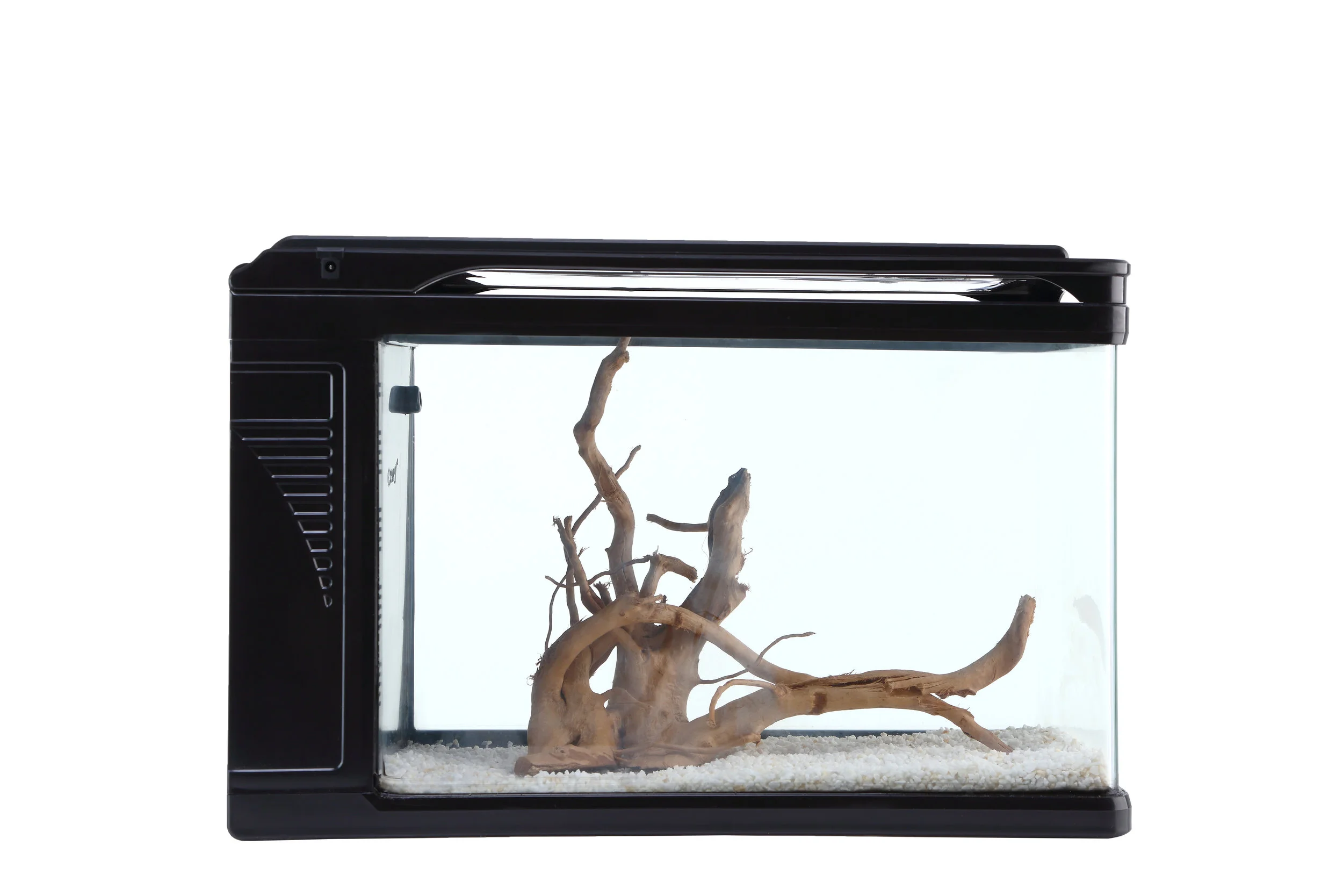  6 or 8 gallon Peninsula style tank with filter on the side or on the back  Touch switch for 3 setting led light&nbsp;  Soft closing&nbsp; led 