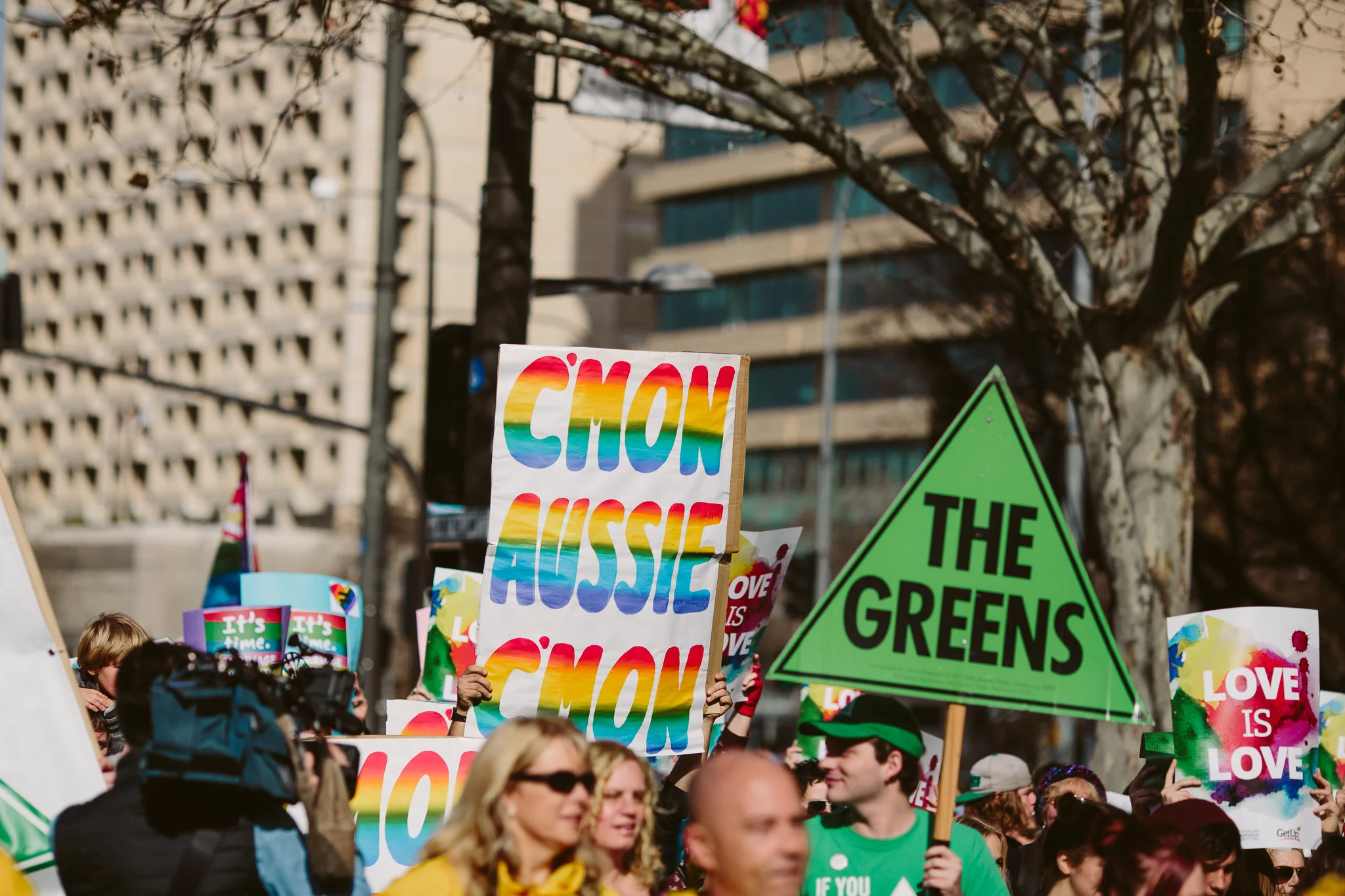 Marriage Equality Rally, C'Mon Aussie! Poster campaign by Peter Drew and Jake Holmes , Adelaide, July 2015