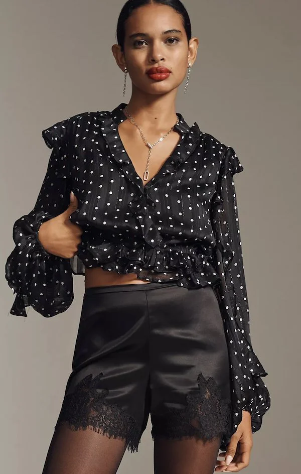 Reformation satin lace shorts