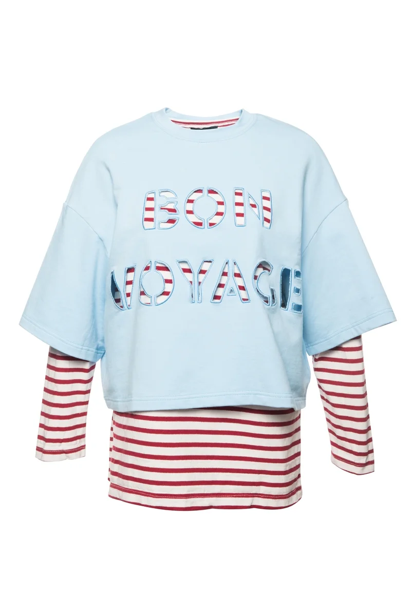 Front Row Shop / Blue 'Bon Voyage' 2-piece Top 