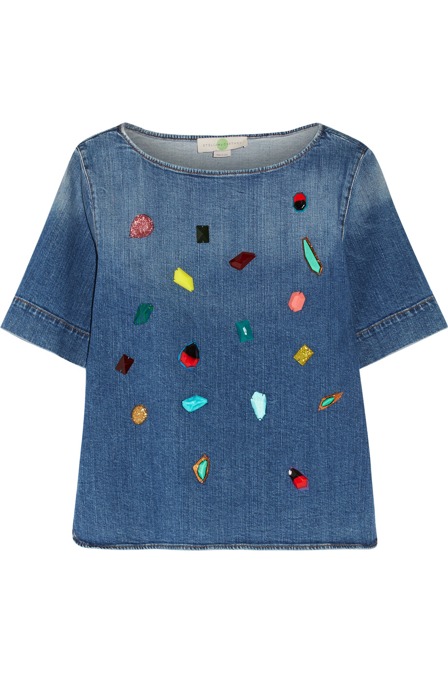 Stella McCartney / Stone-embellished stretch denim top