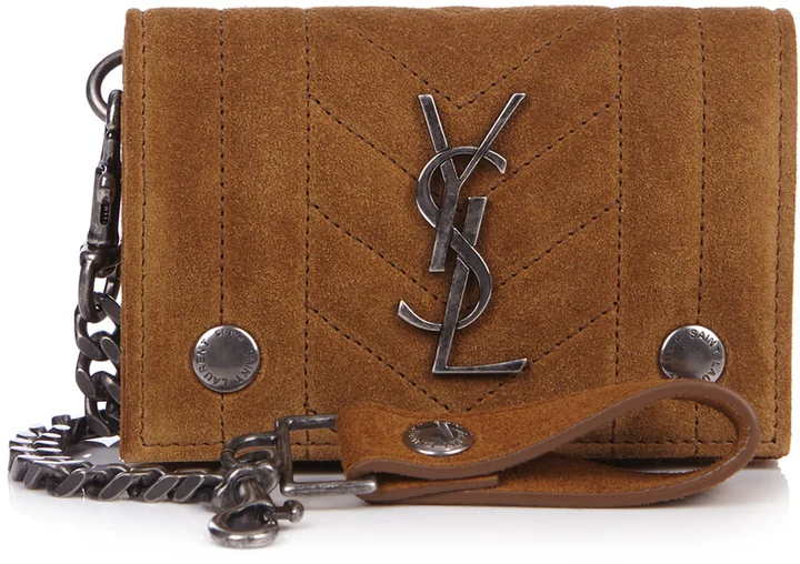 Saint Laurent Quilted Suede Wallet