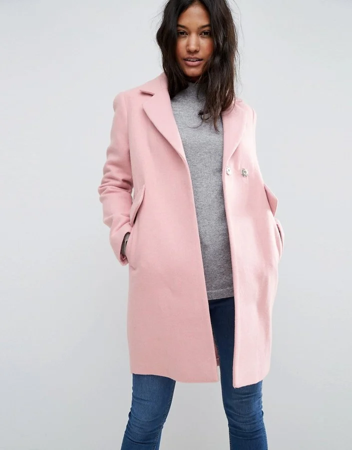 Asos pink slim coat 