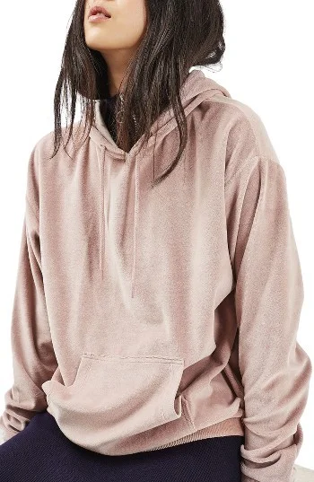 Topshop Oversized Velvet Hoodie