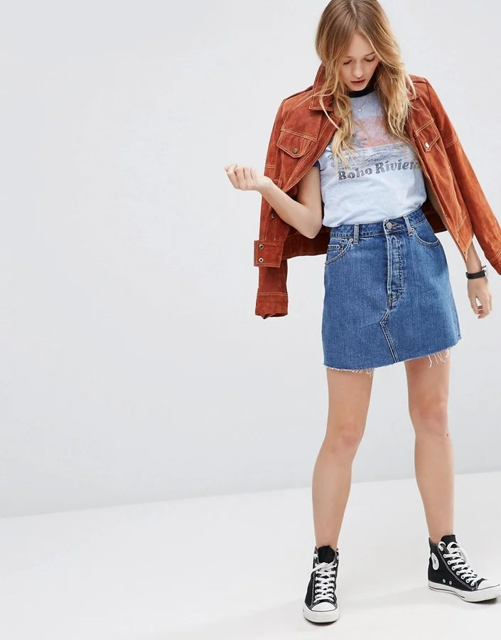Asos high-waisted denim skirt