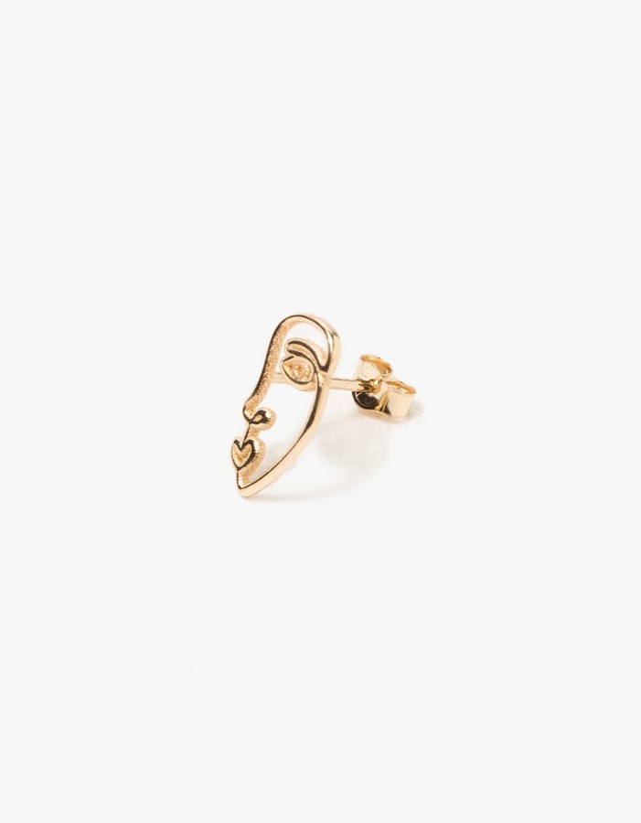 Sarah and Sebastian Face Earring in 14k Gold