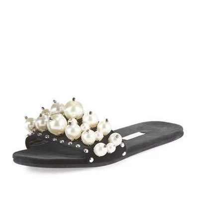 Miu Miu pearly velvet slide sandal