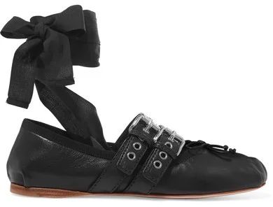 Miu Miu lace-up leather ballet flats