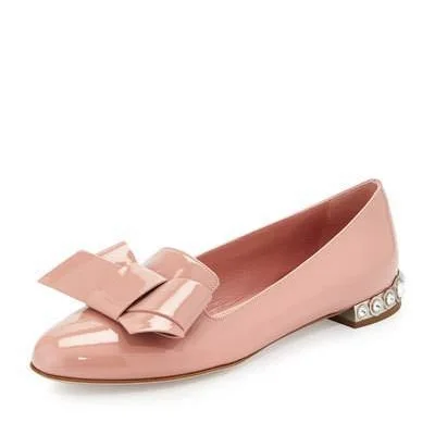 Miu Miu Camellia patent leather bow flat