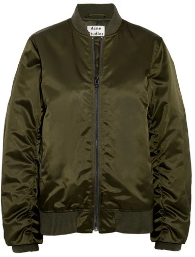 Acne Studios - Leia Ruched Satin Bomber Jacket 