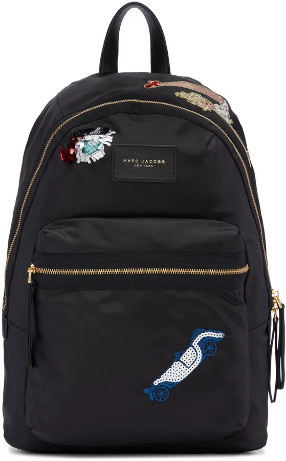 Marc Jacobs black nylon collage biker backpack