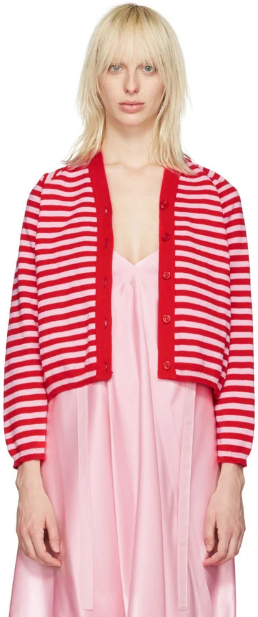Molly Goddard - pink and red stripe charlie cardigan