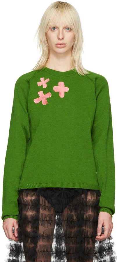 Molly Goddard - Green Embroidered Charlie Sweater