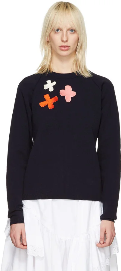 Molly Goddard - Navy Embroidered Charlie Sweater