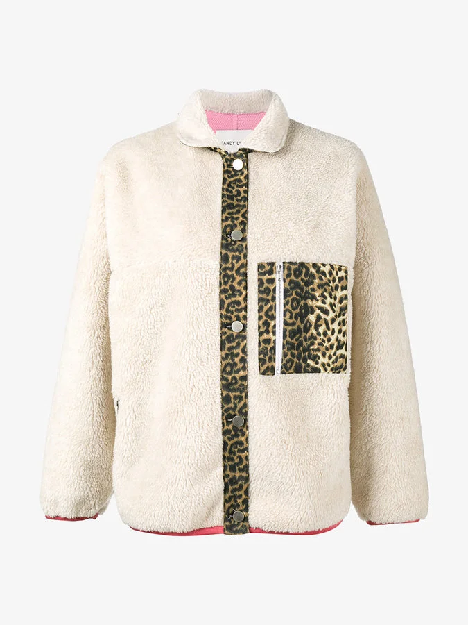 Sandy Liang checkers leopard print jacket 