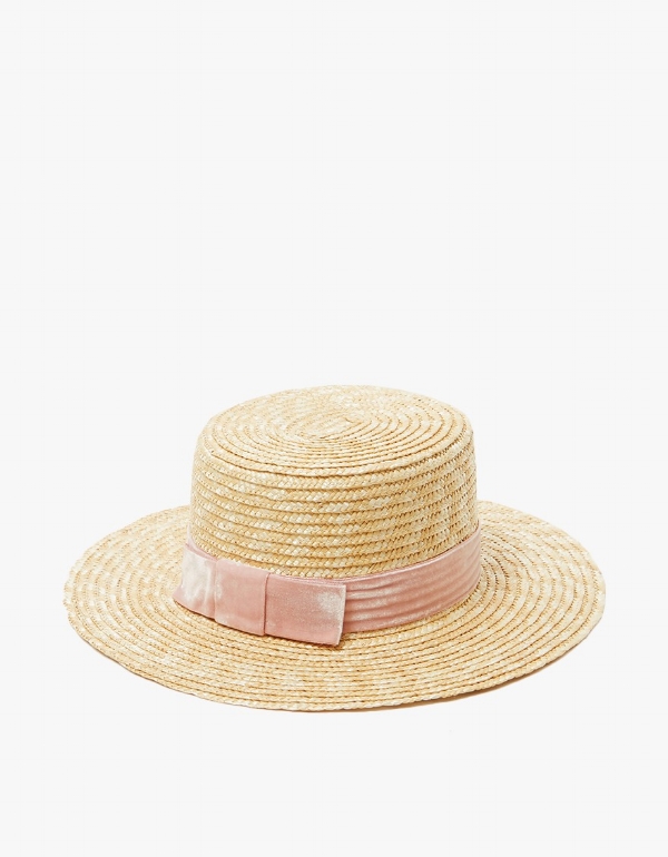 Pink of Velour Boat Hat by Lack of Color 