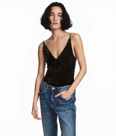 H&M crushed velvet bodysuit under $20