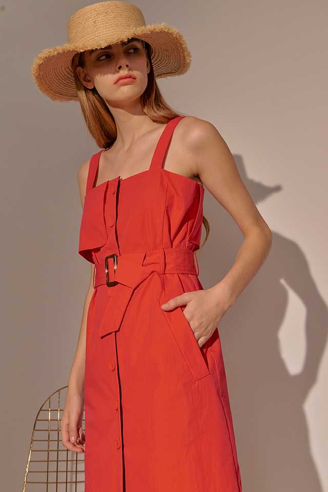 Red Trench Coat Bustier Dress by En Or via Tictail