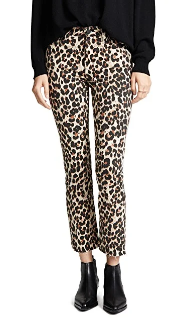 Paige - hoxton leopard print straight ankle jeans