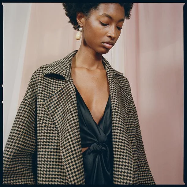 Nanushka alama houndstooth robe coat 