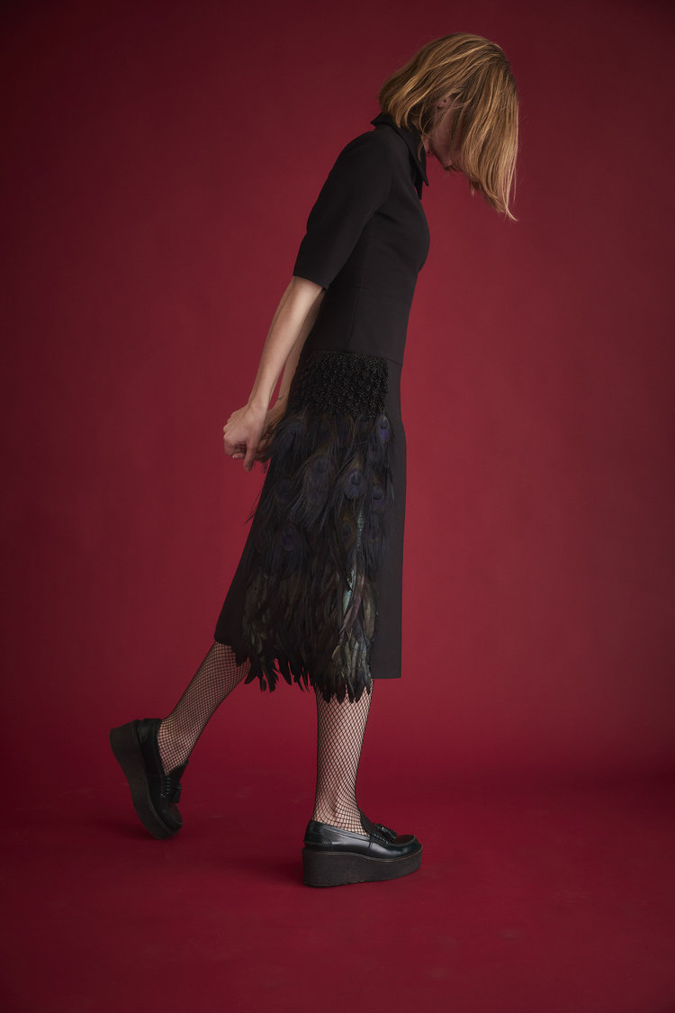 Duncan peacock feather dress  //   DNAMAG
