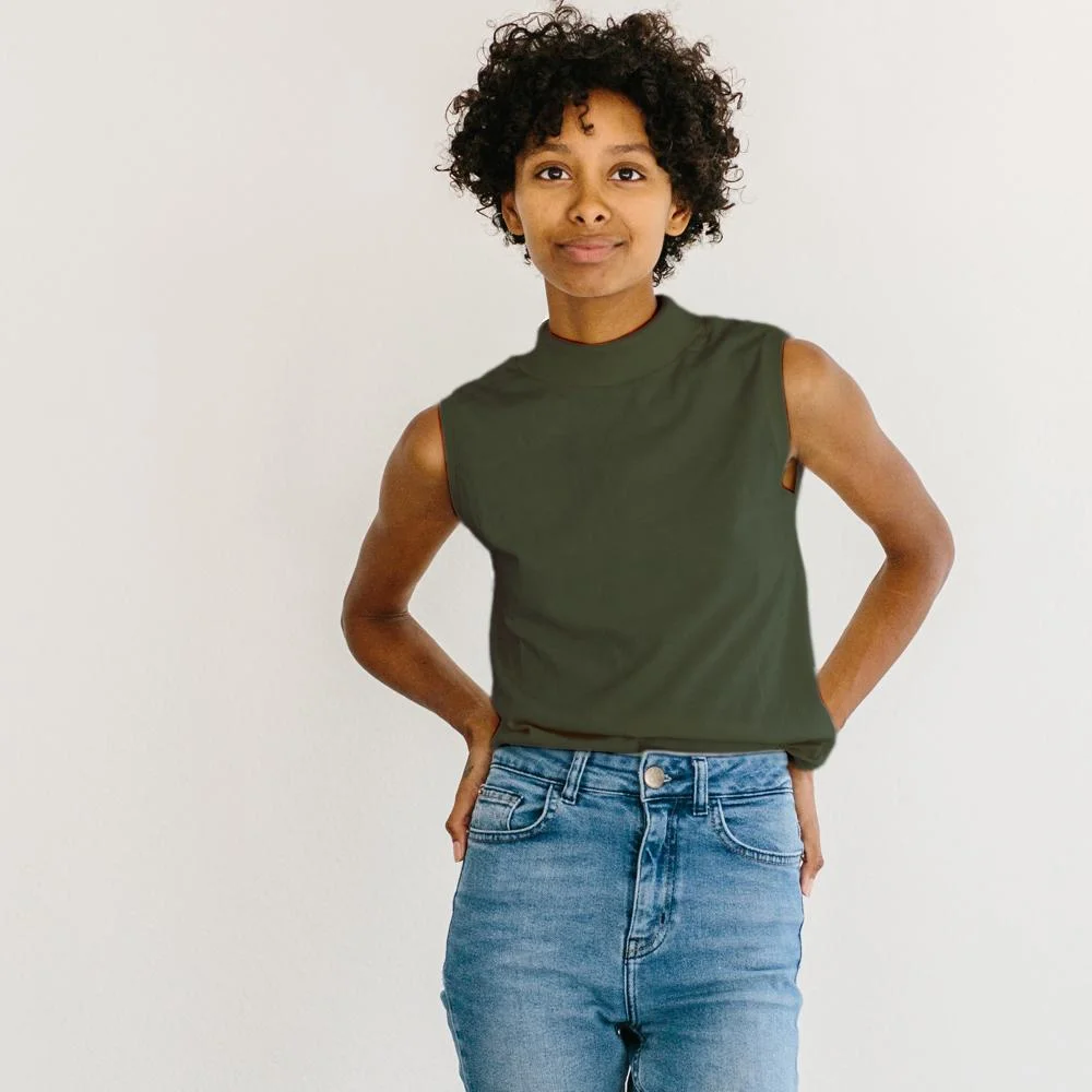 Slum Love - Mock Neck Top in olive