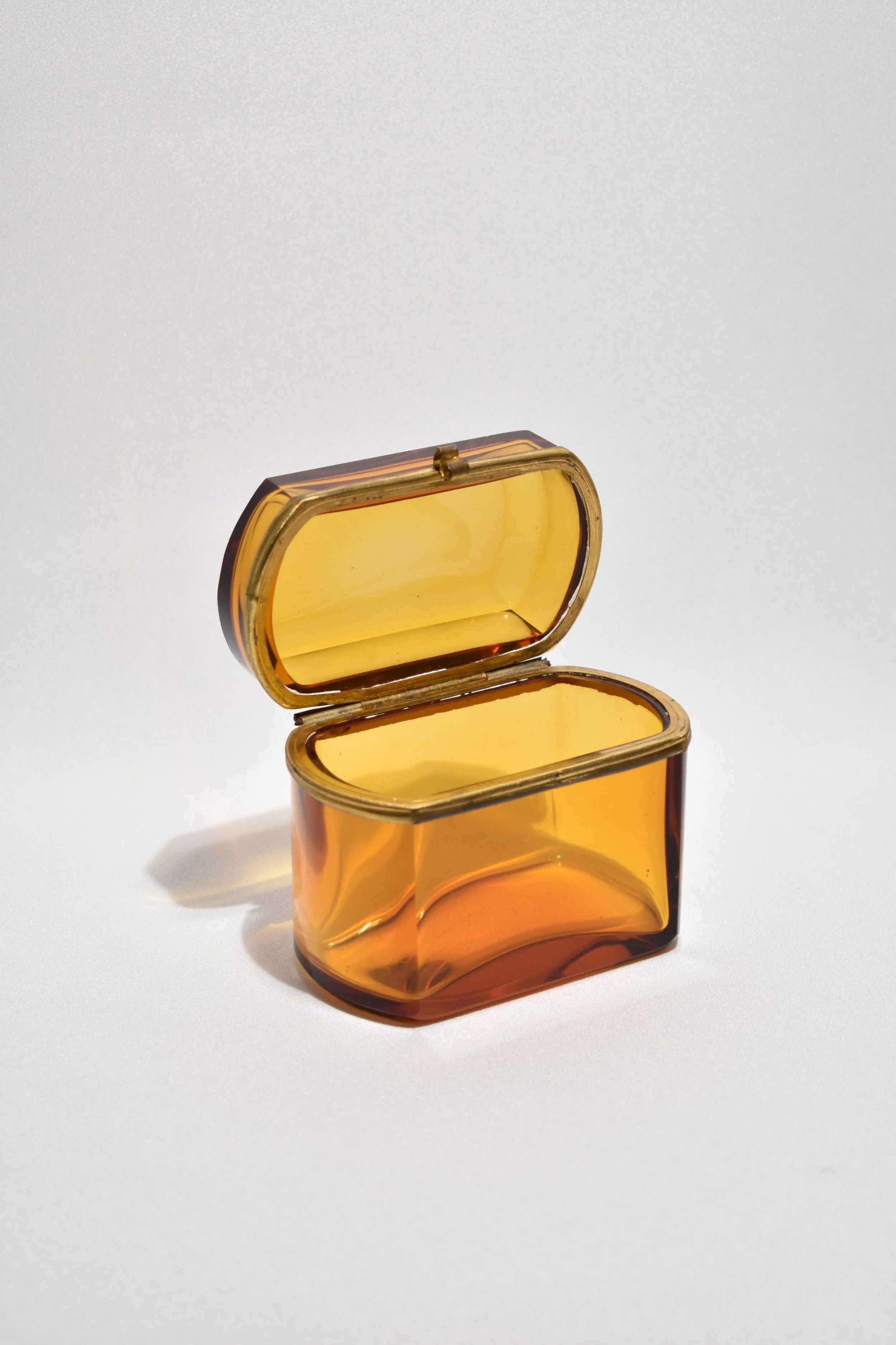 Casa Shop; Amber Glass Hinged Box