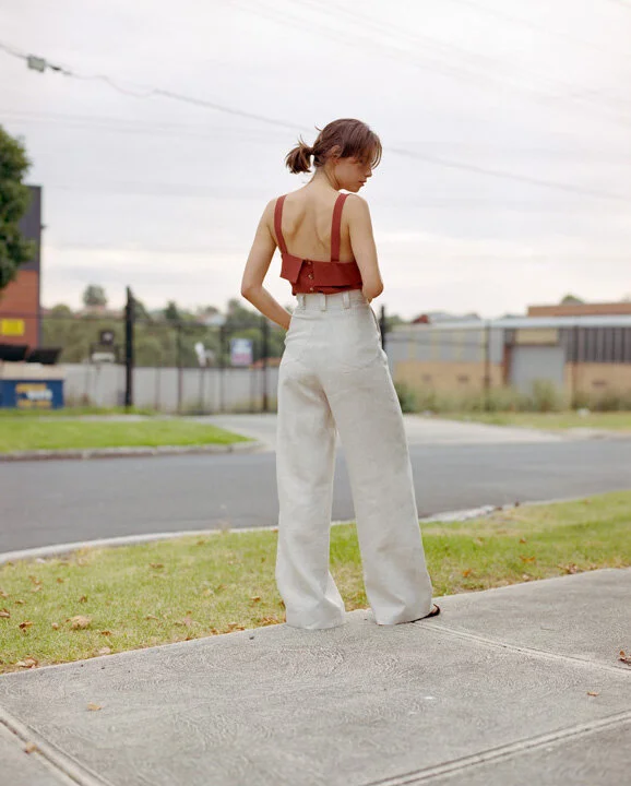 ANA RUST SILK TOP by CAVES COLLECT