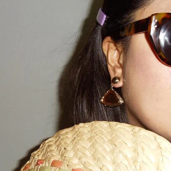 Vintage 80's Brocade Triangle Earrings