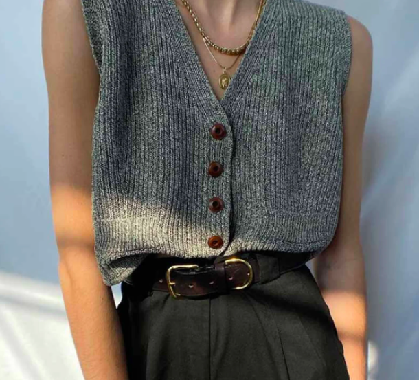 Etsy - vintage gray knitted vest