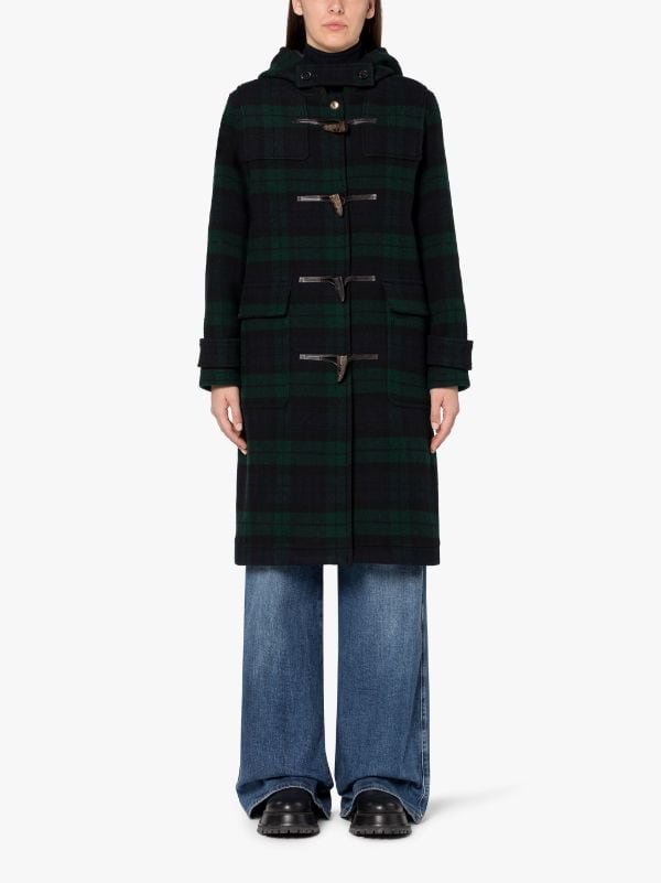 Mackintosh plaid wool toggle coat
