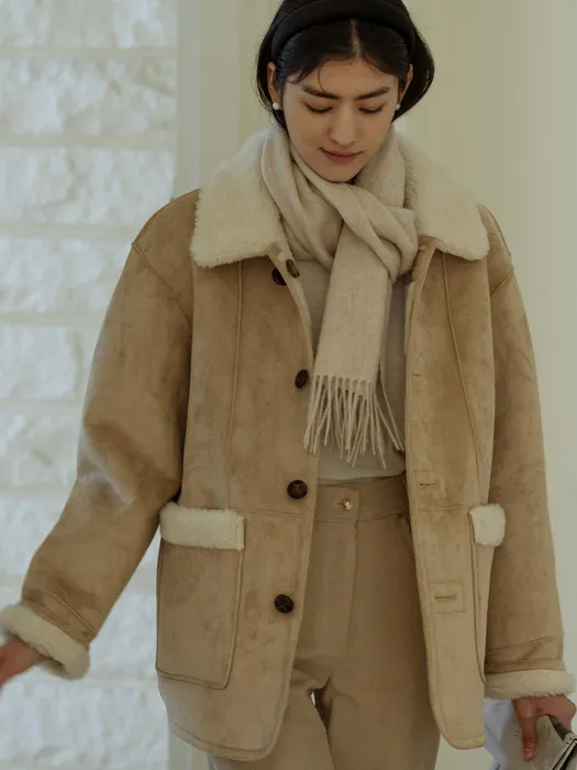 Tillidie reversible suede shearling coat