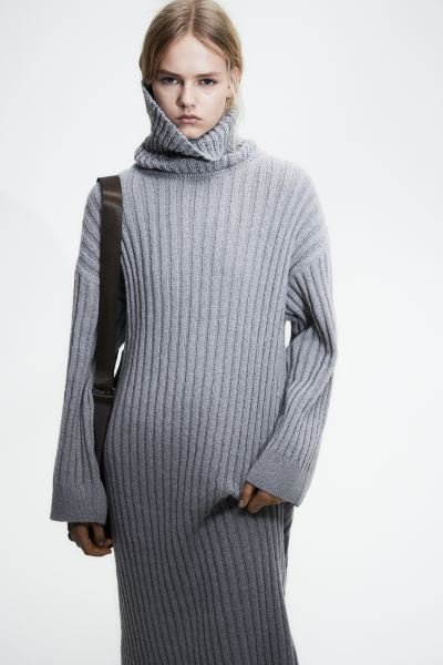 H&M rib knit turtleneck sweater dress