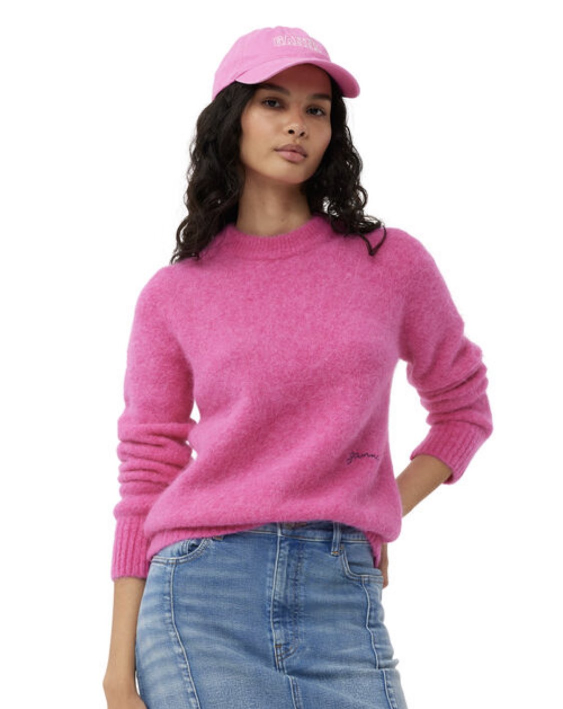 Ganni pink alpaca sweater