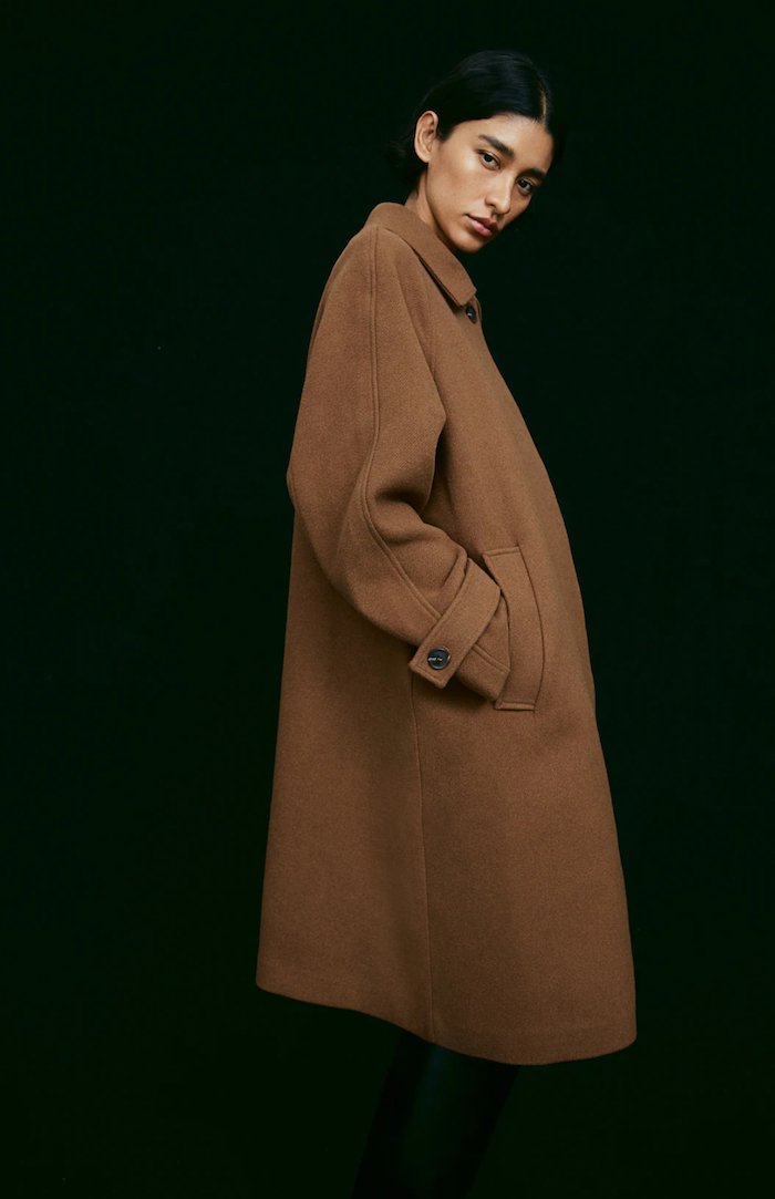 H&amp;M brown wool-blend coat