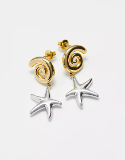 Star-Pendant Swirl Earrings by And Other Stories