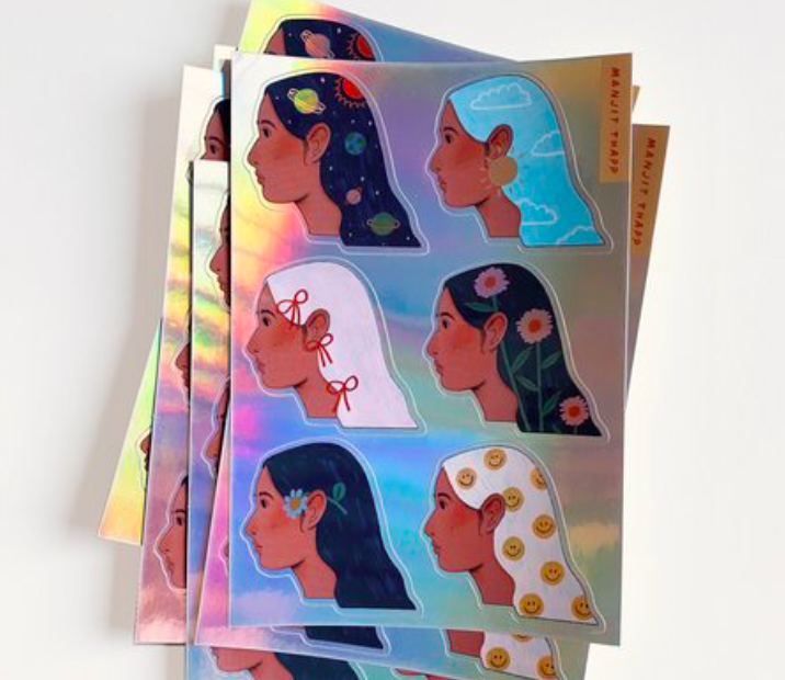 'Girls' stickers sheet by Manjit Thapp 