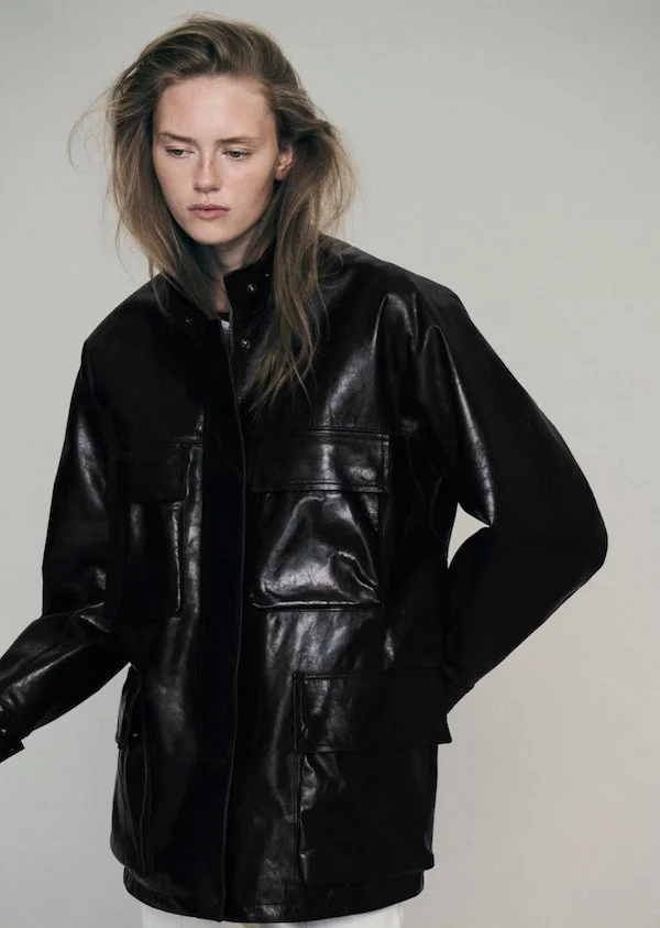 Mango oversized faux-fur leather jacket