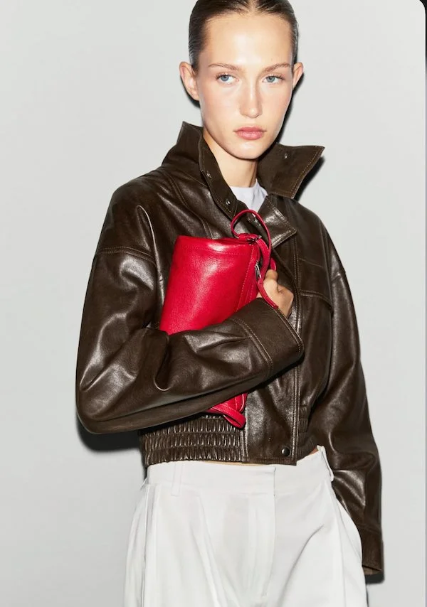 Massimo Dutti leather bomber jacket