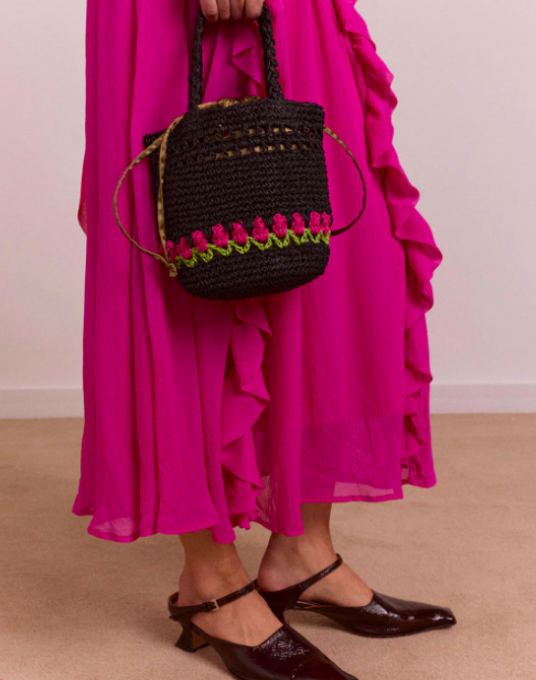 Damson Madder raffia bag
