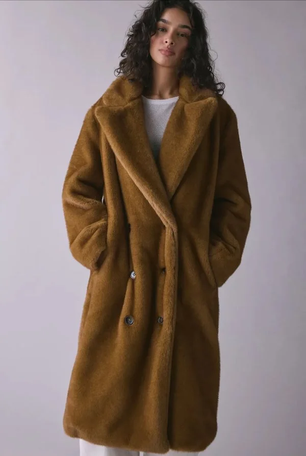 UO oversized faux fur long coat